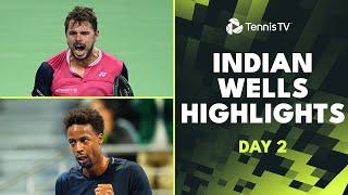 Wawrinka Faces Machac Raonic vs Nagal Plus Monfils  Indian Wells 2024 Day 2 Highlights