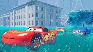 EXTREME MEGA FLOOD vs LIGHTNING MCQUEEN & PIXAR CARS in BeamNG.drive