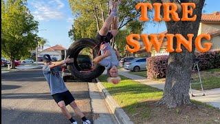 TREE SWING FAILS  DIY HOW TO MAKE A TIRE SWING  ROCCOPIAZZAVLOGS