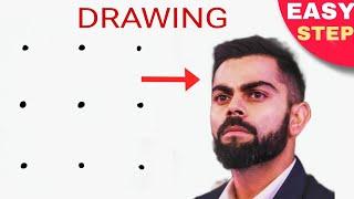 3x3 dots turns into Virat Kohli Drawing  Virat Kohli outline drawing