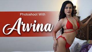 Photoshoot with ALVINA  Model Cantik Berbikini Merah