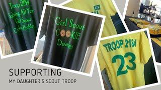 Supporting my daughters scout troop by making their shirts they need.