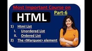 How to use html Ordered list and Unordered list in html  Marquee html code Html O Level  Part-6
