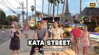 4K  Walking Kata Street  Kata Beach  Phuket Thailand  August 2023 