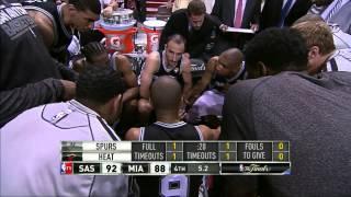 Tony Parker takes over San Antonio timeout - Spurs @ Heat Game 1