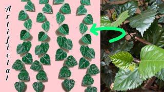 How to make artificial leaves paper garland  Hanging leaves making at home very simple