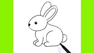 Very Easy Rabbit Drawing How To Draw A Rabbit Step By Step Very Easy Rabbit Drawing