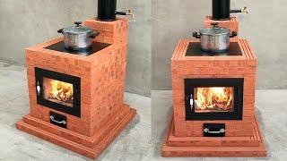 How to build a winter heating stove - Cooking stove from super beautiful red bricks