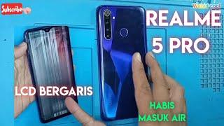 REALME 5 pro  LCD bergaris  habis terkena air  bongkar tanpa blower uap.@Wahidcool