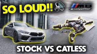 Stock vs Downpipes *SOUND CLIPS*  0-60 mph  BMW M8 Competition