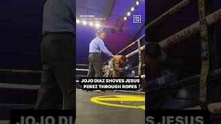 Joseph Diaz shoves Jesus Perez through the ropes  #boxing #combatsports #diazperez #josephdiaz