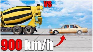 Beamng Drive  Mercedes Benz W126 With Dummy VS MAN 900 kmh  car torture