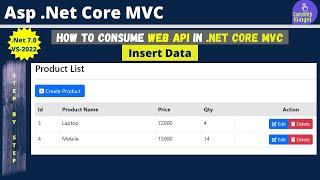 How To Consume WEB API in ASP.NET Core MVC  Consuming Web API  ASP.NET Web API  Insert Data