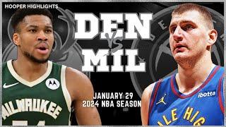Denver Nuggets vs Milwaukee Bucks Full Game Highlights  Jan 29  2024 NBA Season