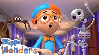 Blippi Explores A Haunted House  Halloween for Kids  Blippi Wonders  Cartoons for Kids