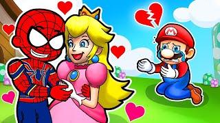 Marios Sad Story - Peach Fell in Love With Spiderman Funny Animation  The Super Mario Bros. Movie