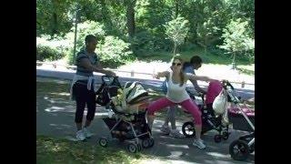 Trindade leads a NYC Strollercize class while a NYC Times Photographer shoots the moves.