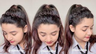 Cute hairstyle for collegeschool uniform 