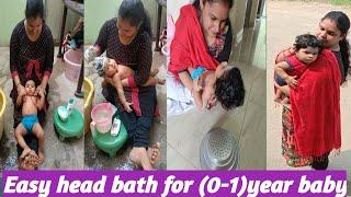 Easy head bath method for 0-1 year baby  baby bathing procedure step by step  baby bathing