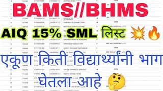 AIQ 15% SML लिस्ट  एकूण किती विद्यार्थ्यांनी भाग घेतला आहे  CUTOFF 