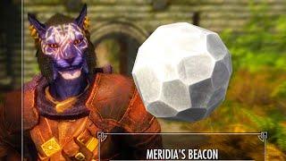 Inigos hand touches the Meridias beacon. Skyrim Anniversary Edition