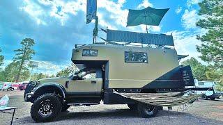 Erik built his Own Earth Roamer F550 Custom Camper with 6 Hammocks & Rooftop Patio