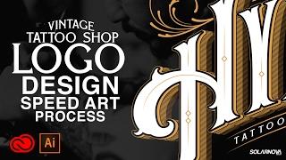 VINTAGE TATTOO SHOP LOGO DESIGN ILLUSTRATOR CC SPEEDART