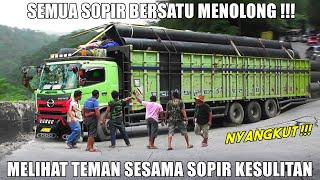 SEMUA SOPIR BERSATU MENOLONG  PART 2 Drama Truk Hino Tribal Nyangkut di Sitinjau Lauik