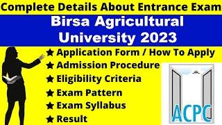 Birsa Agricultural University 2023 Full Details Notification Dates Application Syllabus Pattern