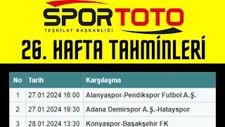 Spor Toto Tahminleri 26. Hafta  maç iddaa oran bahis futbol yorum taktik analiz canlı banko kupon