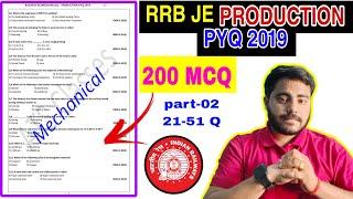 Production RRB JE 2019  200 MCQ  part-02 Mechanical