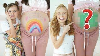 PAINTING PREGNANT BUMP ART CHALLENGE Mia VS Sienna  Fizz Sisters