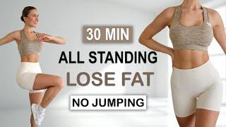 30 Min FULL BODY FAT LOSS  All Standing + No Jumping HIIT  Standing Abs  No Repeat