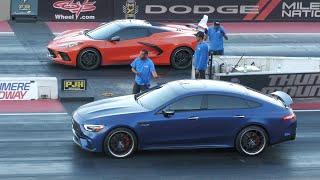 C8 Corvette vs AMG V8 Mercedes - domestic vs import drag racing