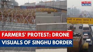 Farmers Protest Drone Visual From Singhu Borders Amid Farmers Protest  Delhi Police On High Alert
