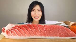 ASMR Bluefin Tuna Belly Toro Sashimi and Salmon Roe Ikura Mukbang 참치회 연어알 먹방