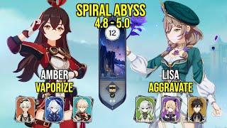 C5 Amber Vaporize & C6 Lisa Aggravate  Spiral Abyss 5.0 - 4.8  Genshin Impact