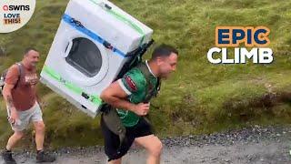 Builder climbs 3500ft mountain carrying a tumble dryer on his back   LOVE THIS