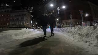 Boston walk post blizzard at night snow crunching underfoot ASMR Relaxing Binaural Sounds for Sleeps