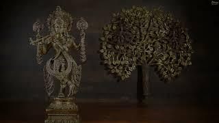 Brass Krishna Idol with Tree 22 - StatueStudio