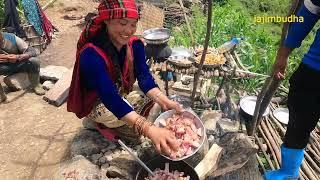 organic food cooking in big family  lajimbudha 