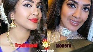 Traditional vs Modern Saree Look  Vithya Hair and Make Up Artist