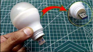 Convert Any AC 220v LED Bulb Into DC 3.7v to 5v USB LED  DIY USB Led Light Hacked AC LED Bulb