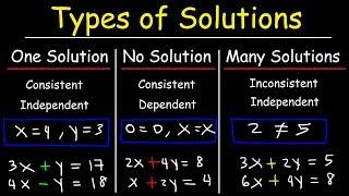 One Solution No Solution or Infinitely Many Solutions - Consistent & Inconsistent Systems