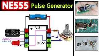 DIY Simple 555 Pulse Generator circuits  NE555 Frequency Adjustable Pulse Square Wave Generator