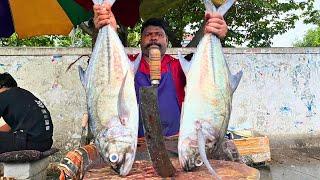 KASIMEDU  SPEED SELVAM  EYE TREVALLY FISH CUTTING VIDEO  IN KASIMEDU  FF CUTTING 