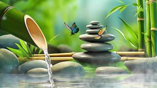 Relaxing Music for Stress Relief with Bird Sound Relaxing Piano Bamboo Water Fountain Spa BGM