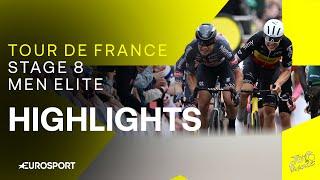 BATTLE AT THE FINISH ️  Tour de France Stage 8 Race Highlights  Eurosport Cycling