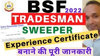 BSF Sweeper experience Certificate कैसे बनाये  BSF Sweeper Experience Certificate Format 2022