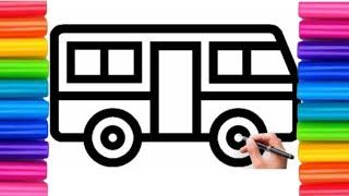 Lets learn how to draw &paint alphabets in glitter bus Drawing & Coloring for Toddlers & Kids